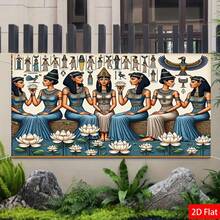 2D Flat, 1 Pc Egyptian Extra-Large Party Banner - Ancient Egyptian Pharaoh And Sphinx Design, Featuring Anubis, Horus, Ra, And Nefertiti - & Golden Ancient Egyptian Theme - Heavy-Duty Easy-To-Hang Fabric Background, Suitable For Indoor/Outdoor Events - Perfect For Halloween - 1PCS - View 8