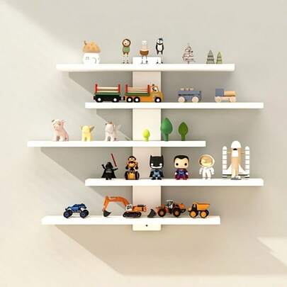 Wall-Mounted Storage Rack, Bedroom Decorative Blind Box Storage Rack, Five-Tier Wooden Wall-Mounted Display Shelf.