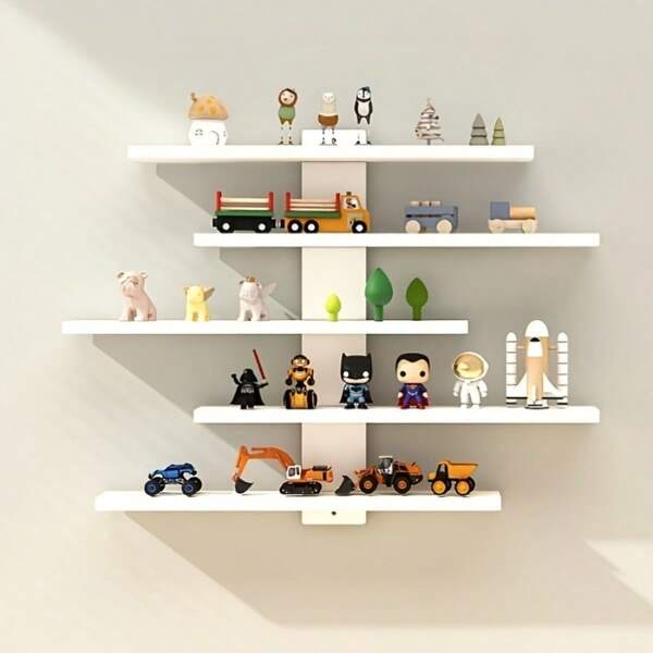 Wall-Mounted Storage Rack, Bedroom Decorative Blind Box Storage Rack, Five-Tier Wooden Wall-Mounted Display Shelf.