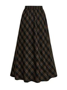 Women's Versatile Plaid A-Line Skirt, Casual Elegant For Office, Daily, Date, Travel, All Seasons - Coffee Brown - View 2