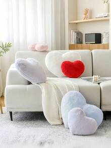 Blue Heart-Shaped Pillow, Soft And Cute Faux Rabbit Fur Heart Cushion, Suitable For Bedroom Sofa, All-Season Bed Decoration, Home Decor, Sofa Cushion, Chair Cushion, The Perfect Gift For Friends And Family, Christmas Decoration, Easter Gift, And More. - Blue - View 5