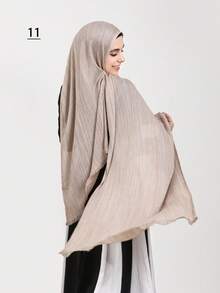 1 pezzo Sciarpa plissettata a tinta unita e righe con nappe, sciarpa/hijab casual di moda per donna - A - Visualizzare 16