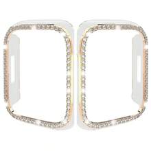 1PC White Shiny Rhinestone Decor Hollowed Out Case Flashing Anti-Fall Laser Engraving Bumper Cover, For Apple Watch Case 40/41/42/44/45/46/49MM, For Apple Watch Series Ultra/SE/10/9/8/7/6/5/4, Intelligent Watch Case Accessories - Hollow White + Gold - View 12