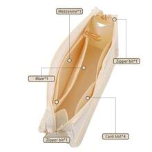 1个帆布内衬袋，化妆包，钱包，手机袋，大容量可折叠收纳袋，旅行收纳袋 - 米色 - 查看 6