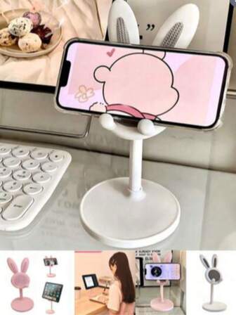 1pc Bunny Ears Phone Holder - Cute Style Desktop Drama Watching Stand, Multi-Angle Adjustment Stable Support, Free Your Hands Relieve Cervical Fatigue, Suitable For Phone/Tablet/Switch Game Console, Dormitory/Bedroom/Office Suitable - Intimate Gift For Girlfriend/Girlfriend,Backdrop Stand,Holiday Essentials,Gifts For Ladies, Halloween Decorations, Christmas Gifts, Back To School Supplies