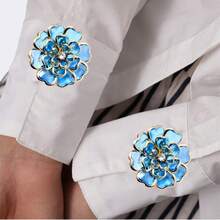 亚克力水钻山茶花围巾扣装饰纽扣，优雅合金山茶花铜水钻袖扣，连衣裙、西装、服装配饰装饰纽扣，圣诞节和万圣节礼物