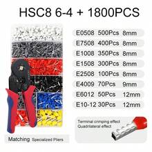 Bộ dụng cụ bấm cos cuộn 1800/800/450/200 cái - bao gồm kìm bấm tự điều chỉnh 4/6A chính xác và 200-1800 đầu cos ống cách điện VE. Lý tưởng để nối dây và bấm cos trong cải tạo nhà cửa, công việc công nghiệp, dự án DIY và sửa chữa ô tô. Phụ kiện cấp độ chuyên nghiệp đảm bảo kết nối an toàn và đáng tin cậy. Món quà hoàn hảo cho những quý ông chăm chỉ! - Nhiều màu - Xem 12