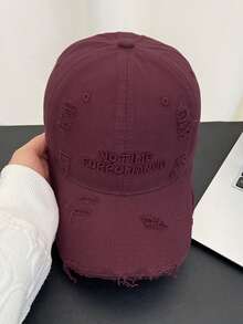 1顶字母刺绣做旧棒球帽，女款，超大宽檐软顶遮阳帽 - q - 查看 4