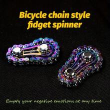 CNC精密加工不锈钢齿轮桌面玩具 - 静音自行车链条，成人减压专注工具（适合办公使用），机械艺术收藏品，精美礼品 - 彩色 - 查看 7