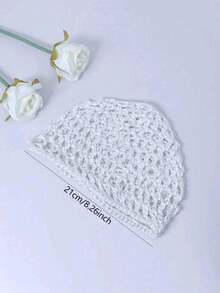 1 pieza de redecilla elástica y transpirable de malla de ganchillo para mujer, estilo de pañuelo de cabeza tejido, gorro para cubrir el cabello para dormir - Multicolor - Ver 5