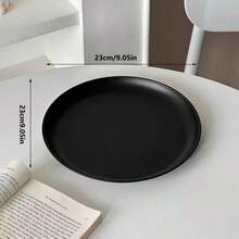1 pieza/1 set de bandejas redondas de acero inoxidable, bandejas de almacenamiento y exhibición de joyas de alto valor, platos para pasta, platos para té de la tarde, platos para postres, platos para postres de alto valor, platos para pasteles, platos para frutas del desayuno, platos multiusos para servir alimentos, platos aptos para lavavajillas, utensilios de cocina modernos, vajilla duradera, suministros para restaurantes, artículos esenciales para la cocina y el catering. - Negro - Ver 12