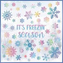 Gueevin - 8 hojas de copo de nieve de invierno para ventanas de Navidad en colores pastel se adhiere a las calcomanías iridiscentes de invierno con pegatinas estáticas para decoración de fiestas de - iridiscente - Ver 1