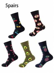 1/5/10 Pairs Fashionable & Unique Fruit Pattern Socks For Women, Suitable For Various Occasions, Casual & Street Style, Great Gift For Home Wear, Mid-Calf Socks, Autumn/Winter - Multicolor - View 21