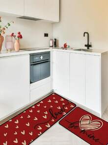 1pc Valentine's Day Theme Carpet, Minimalist Design, Velvet Carpet, Soft & Skin-Friendly, Indoor Doormat, Kitchen Rug, Bathroom Mat, Small Rug, Holiday Decor Carpet, Washable - Multicolor - View 7