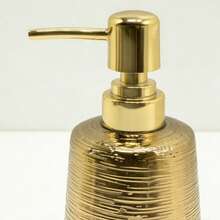 3pcs Ceramic Bathroom, Bathroom Set, Including Soap Dispenser, Toothbrush Holder And Soap Box. Bathroom Supplies, Bathroom Accessory Set, Home Bathroom Decoration Supplies. Suitable For Home Use, And Can Also Be Used As Birthday Gifts, Holiday Gifts, New Year Gifts, Housewarming Gifts And Mother's Day Gifts. An Excellent Choice For High-End Gifts. - Gold - View 4