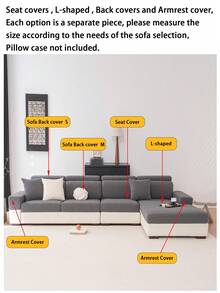 1pc Plush Jacquard Anti-Slip Sofa Seat Cushion Cover, Soft & Skin-Friendly, Pet-Friendly, Dirt-Resistant, Elastic Sofa Slipcover, Suitable For L-Shaped Combination Sofa And 1/2/3/4 Seater Sofa (Sold Individually), Suitable For All Seasons - Dark Grey - View 11