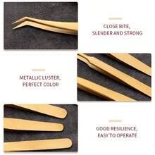 1/7Pcs Professional Eyelash Extension Tweezers Set Decor Anti-Static Dolphin Peacock Butterfly Lash Extension Precision Straight Curved Tweezers Cosmetic Makeup Tools - Gold - View 5