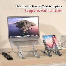 Adjustable Height Foldable Laptop Stand, Suitable For Laptops And Tablets, Black