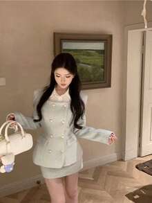 Women Two-Piece Outfits - [Two-piece Set]Jacket + Skirt - View 5