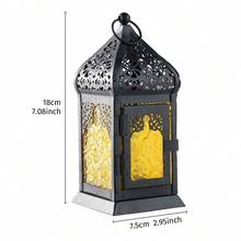 1pc European Style Hollow Window Flower Glass Candle Holder, Iron & Glass Windproof Hanging Candle Holder, Suitable For Ramadan Candle Lantern, Desk Decor, Party Decor, Restaurant Decor - Multicolor - View 17