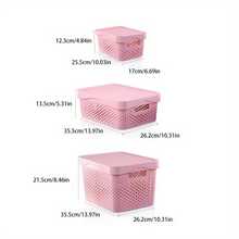 Modern Plastic Storage Baskets With Lid Stacking, Multi-Purpose For Office Desk Bedroom Classroom Organization Container - Grey - View 3