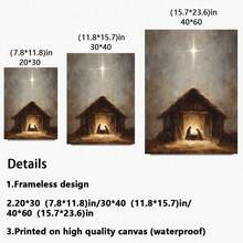 1幅基督教帆布海报，圣诞马槽壁画，描绘了小耶稣的形象，节日圣诞装饰家居艺术品，神圣的圣诞主题壁画，适用于家居装饰、墙面装饰、客厅装饰、卧室装饰、房间装饰，充满灵性的圣诞家居装饰，信仰灵感基督教可打印风格 - 彩色 - 查看 9