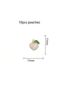 每包包含10件水果饰品，包括樱桃、菠萝、香蕉、油滴、合金首饰、小吊坠、DIY手链、项链、耳环和包包挂件。 - 彩色 - 查看 8