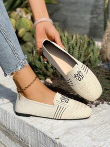 Mocasines de punto con punta cuadrada y lazo de mariposa, zapatos casuales versátiles y transpirables - Chantilly - Ver 5