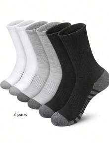 3 Pairs Boys' Color Block Mid-Calf Socks, Simple Versatile Comfortable Casual Socks, Made Of Polyester Knit Fabric, Suitable For Children Above 10 Years Old, Suitable For Outdoor Activities And Daily Wear In All Seasons - Multicolor - View 11
