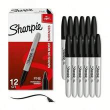 Set Of 1/2/3/6/12 Markers, Black Fine Tip, 12-Pack - Quick-Dry And Fade-Resistant, Suitable For Wood, Plastic, Metal, Paper - Ideal For Art Creations, Office Writing, School Supplies, Poster Coloring, Exquisite Gifts For Students, Perfect Gift, Back-To-School Essential - Sets - View 1
