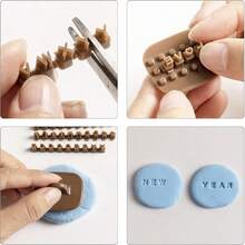 字母印章套装，适用于粘土、字母数字陶艺印章，陶瓷聚合物粘土工具，小型压模翻糖压花器，字母印章，DIY饼干模具 - 咖啡棕 - 查看 2