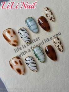 10 miếng dán móng tay hình hạnh nhân thủ công bằng acrylic, dụng cụ làm móng nghệ thuật, miếng dán móng màu đỏ rượu vang, miếng dán móng dễ thương, miếng dán móng phủ bột crom, miếng dán móng họa tiết da báo, miếng dán móng mùa thu, miếng dán móng dự tiệc, miếng dán móng kẻ vàng, miếng dán móng họa tiết da cá sấu, bộ dụng cụ vẽ móng nghệ thuật thủ công, bộ dụng cụ làm móng acrylic, phụ kiện làm móng. - Nhiều màu - Xem 3