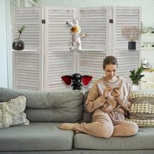 4 Panel 5.6FT Wooden Room Divider Folding Privacy Screen Partition/ Shelves - 1 - 查看 5