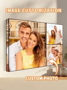 1pc Customized Photo Canvas Wall Art, Personalized 3-Photo Collage Painting, Fashion Wall Decor, Custom Photo Canvas Print With Wooden Frame, Use Your Photos, Personalized Art, Photo Printed On Canvas, Creative Photo Wall Decoration, Valentine's Day Decor, Art Wall Painting Gift, Souvenir, Suitable For Living Room, Valentine's Day, Valentine's Day Decor Gift, Birthday, Graduation Ceremony, Holiday Calendar - Multicolor - View 11