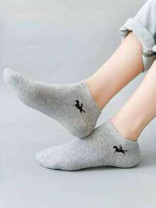 3/9/15 双女士骑马图案纯色低帮隐形袜，适合日常穿着，四季皆宜，可爱、时尚、简约、舒适、柔软、透气船袜 - 彩色 - 查看 6