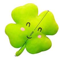 1pc Cute Green Clover Fabric Throw Pillow, Home Sofa Chair Clover Decor Cushion, Bedroom Bed Clover Fabric Decor - Green - View 3