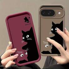 かわいい黒猫のコミックスタイルスマホケース  画素 9対応 ソフトTPU耐衝撃性シェル 男性にも女性にも適しています フルカバー保護するバックカバー 画素 9、9A、8、8A、7、7A、プロ 4XL 5Gに対応 11/12/13/14/15/15プロ/15 15プラス プロマックス/7プラス/8プラス/X/Xs 11プロ/12プロ/13プロ/14プロ/12ミニ/13ミニ/11プロマックス/12プロマックス/13プロマックス/14プロマックス/14プラス/5 - ブラック - チェックする 10
