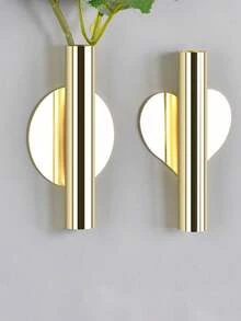 1/2/3pcs Creative Wall Flower Vase, Wall Hanging Flower Holder, Gold Color Decor For Living Room - Gold - View 9
