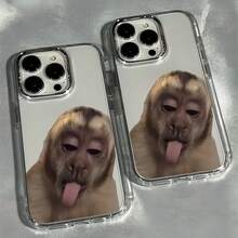 Ốp lưng điện thoại hợp kim hình khỉ trong suốt, dễ thương, xấu xí, ngộ nghĩnh, 1 chiếc, tương thích với iPhone 16 Pro Max, 17/16/15/14 Plus, 13/12/11, vỏ bảo vệ điện thoại, quà tặng sinh nhật. - Nhiều màu - Xem 3