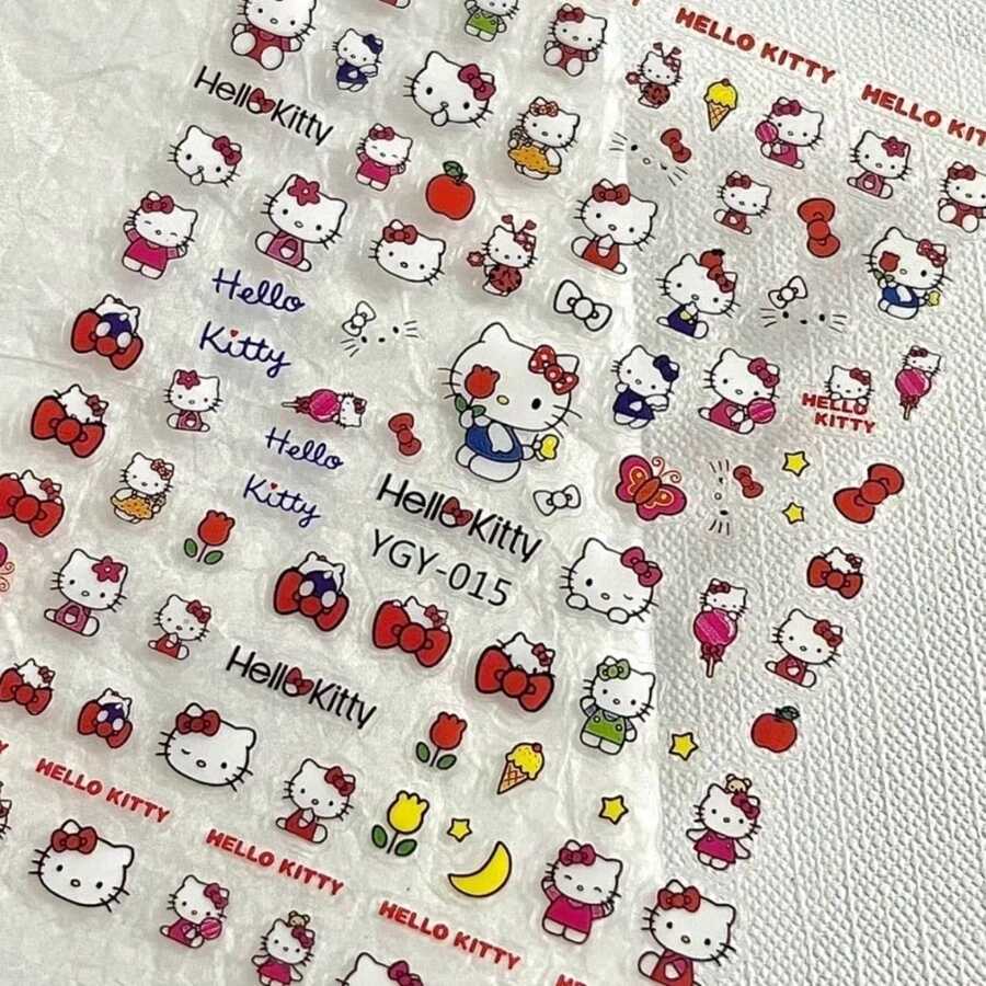 1 Set/1 Sheet Cat Nail Stickers Japanese Cartoon Girl Heart Ins Anime Ins Wind CCD Mobile Phone Decoration Adhesive Back, Cute And Beautiful, Gift For Friends, Create Surprise, Beautiful And Affordable, New Year's Gift, Valentine's Day Gift, Easter Gift(Stochastic Style)