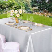 1/2 piezas Mantel rectangular de seda suave de color verde oliva, 57.87*102.36/120.08 pulgadas, adecuado para restaurante, cena festiva, boda, fiesta, mesa de banquete - Multicolor - Ver 10