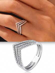 1 PC Romantic Cubic Zirconia Ring For Women For Women For Wedding Engagement Party Jewelry Valentine's Day Gift - 1# - View 4