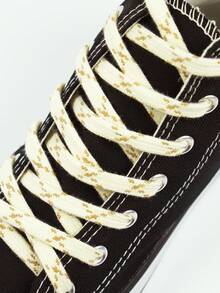 1 Pair Beige Rhombus Flat Woven Shoelaces, Suitable For Sneakers, Loafers, Casual Shoes, Canvas Shoes - Beige - View 2