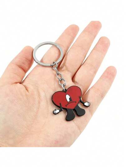 1个坏兔子歌手cosplay红色爱心吊坠钥匙扣，可爱配饰，粉丝礼物，小饰品，送朋友的礼物