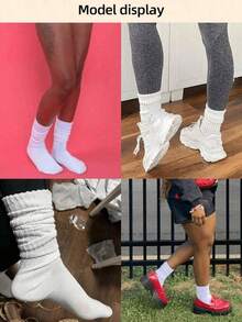 6 Pairs Women's Loose Mid-Calf Socks, Fashion Versatile, Soft & Comfortable For Daily Wear, Moisture-Wicking, Warm For Back To School - Multicolor - View 9