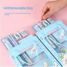 Sanrio 6pcs/Set Hello Kitty Cartoon Ruler, Pencil Sharpener, Eraser, Notebook Stationery Set, Creative Drawing Office Supplies Kitty Cat Stationery Gift Set (Some Accessories May Be Random) (Packaging Design Is Random) - Multicolor - View 5