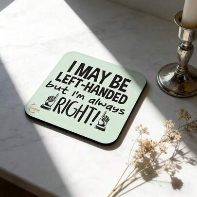 Rolig vänsterhänt underlägg - "Jag är vänsterhänt men alltid rätt"-present, värmebeständigt träunderlägg, ett måste för morgonarbetare, sommar- och vinterunderlägg, skrivbordstillbehör, dekoration för hemmets skrivbord, perfekt julklapp