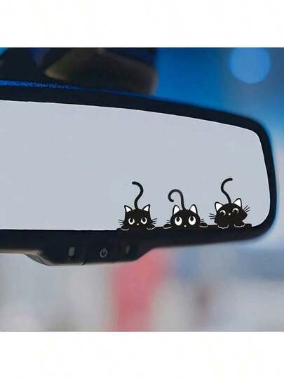 3 drôles et espiègle sondes de chat - autocollants pour rétroviseur. Polyvalent pour les voitures, les motos, les ordinateurs portables - sur toute surface lisse.
