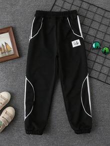 Tween Boys' Casual Drawstring Sweatpants, Loose Knit Joggers, Comfortable Relaxed Fit Sports Pants For School And Outdoor, Suitable For Spring And Autumn - Black - View 9
