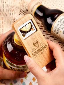 Customized Wooden Bottle Opener, Can Customize Text, 8 Styles, Personalized Engraved Beer Bottle Opener, Wooden Bottle Opener, Boyfriend Gift, Bottle Opener Keychain, Gift For Him, Birthday Gift, Groomsman Gift - Multicolor - View 3